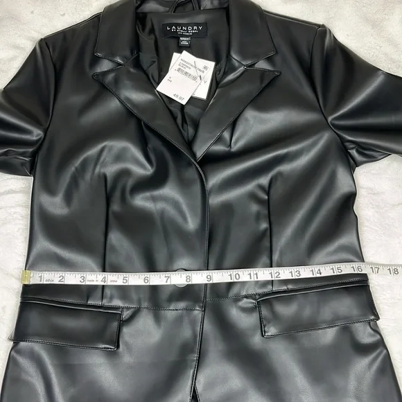 NWT Laundry By Shelli Segal Polyurethane Notched Collar Single Button Blazer S - Picture 13 of 15